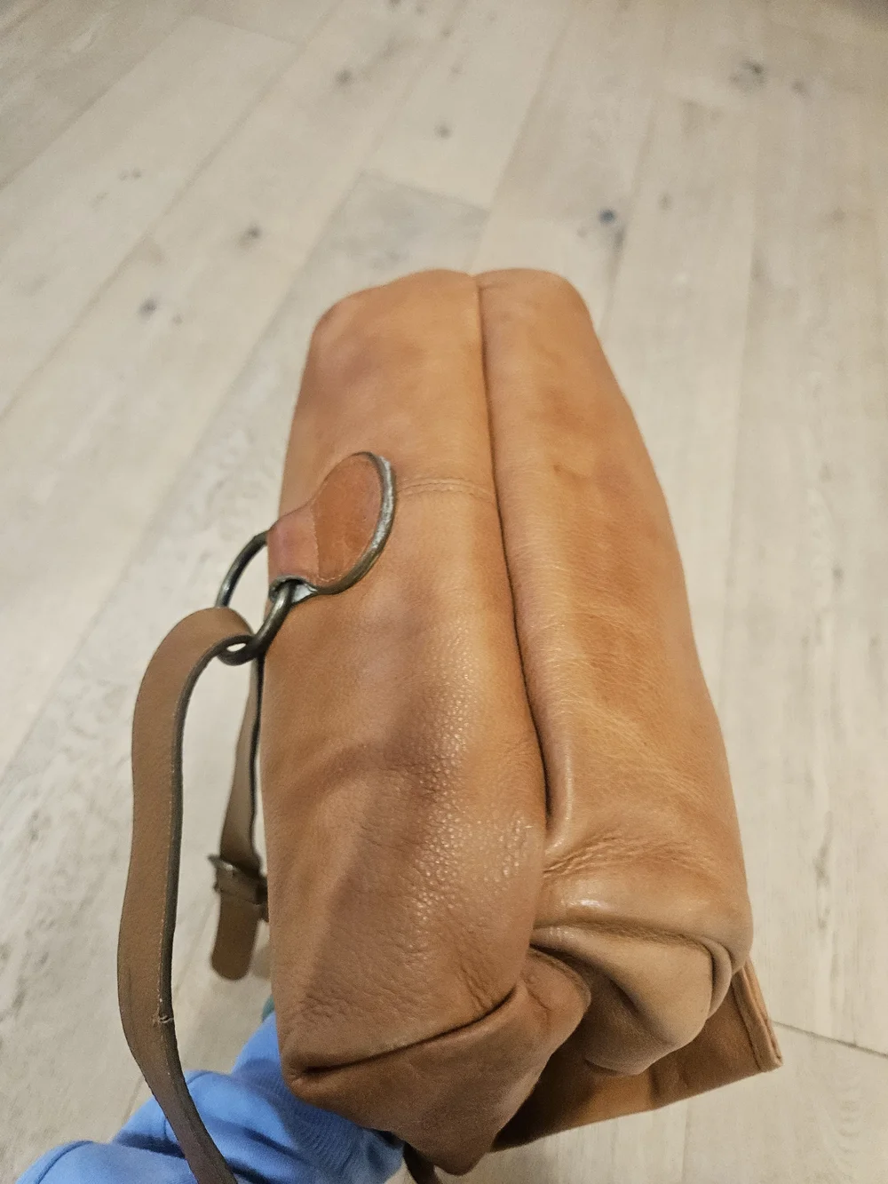 Vintage The Limited Tan Brown Textured Genuine Leather Crossbody Messenger Bag
